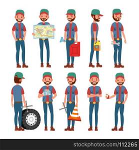 Truck Driver Vector. Professional Worker Man. Isolated Flat Cartoon Character Illustration. Truck Driver Character Vector. Man. Classic Driver. Isolated On White Cartoon Illustration