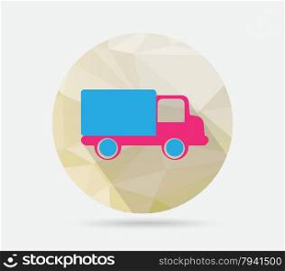 truck flat icon on geometric background