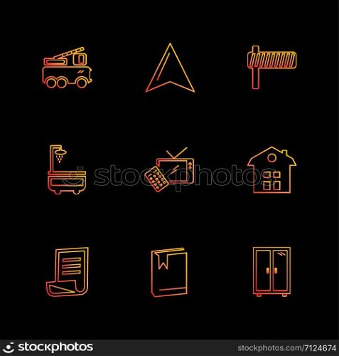 truck , home , cupboard , bathtub , home , awards , furniture , house hold , positions , saw , bed , medal , coutch , lamp , globe , icon, vector, design, flat, collection, style, creative, icons