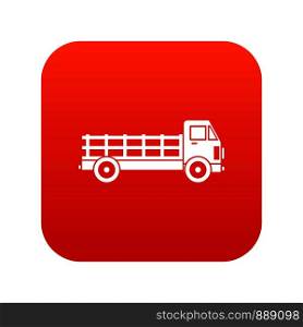 Truck icon digital red for any design isolated on white vector illustration. Truck icon digital red