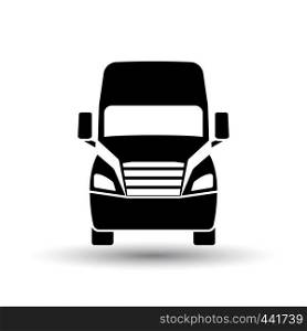 Truck icon front view. Black on White Background With Shadow. Vector Illustration.