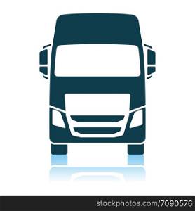 Truck Icon Front View. Shadow Reflection Design. Vector Illustration.