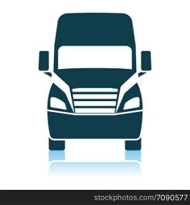Truck Icon Front View. Shadow Reflection Design. Vector Illustration.