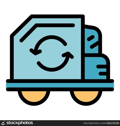 Truck icon outline vector. Space station. Cycle biogas color flat. Truck icon vector flat