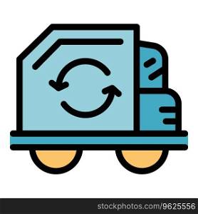Truck icon outline vector. Space station. Cycle biogas color flat. Truck icon vector flat
