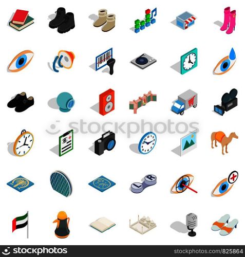 Truck icons set. Isometric style of 36 truck vector icons for web isolated on white background. Truck icons set, isometric style