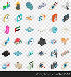 Truck icons set. Isometric style of 36 truck vector icons for web for any design. Truck icons set, isometric style