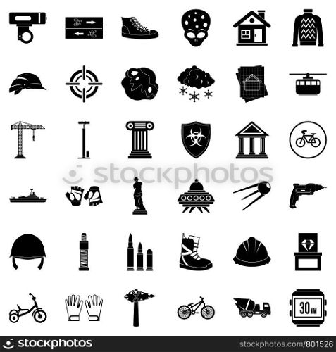 Truck icons set. Simple style of 36 truck vector icons for web isolated on white background. Truck icons set, simple style