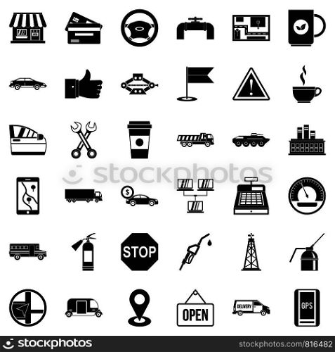 Truck icons set. Simple style of 36 truck vector icons for web isolated on white background. Truck icons set, simple style