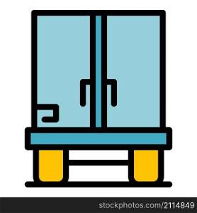 Truck immigrants icon. Outline truck immigrants vector icon color flat isolated. Truck immigrants icon color outline vector
