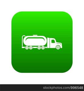 Truck oil icon green vector isolated on white background. Truck oil icon green vector