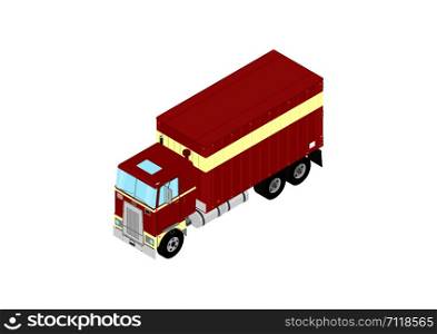 Truck on a white background. Isometric view. Flat vector.