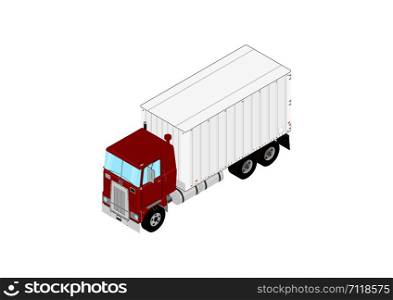 Truck on a white background. Isometric view. Flat vector.