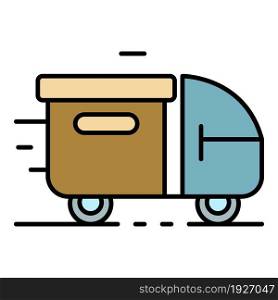 Truck parcel delivery icon. Outline truck parcel delivery vector icon color flat isolated. Truck parcel delivery icon color outline vector