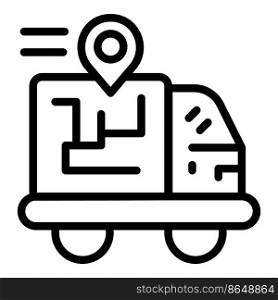 Truck parcel tracking icon outline vector. Order map. Date service. Truck parcel tracking icon outline vector. Order map
