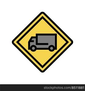 truck road sign color icon vector. truck road sign sign. isolated symbol illustration. truck road sign color icon vector illustration