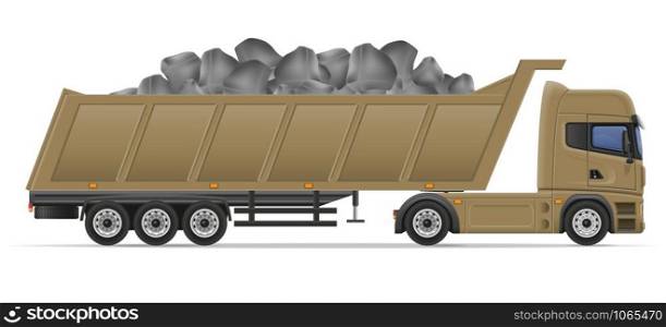 truck semi trailer delivery and transportation of construction materials concept vector illustration isolated on white background