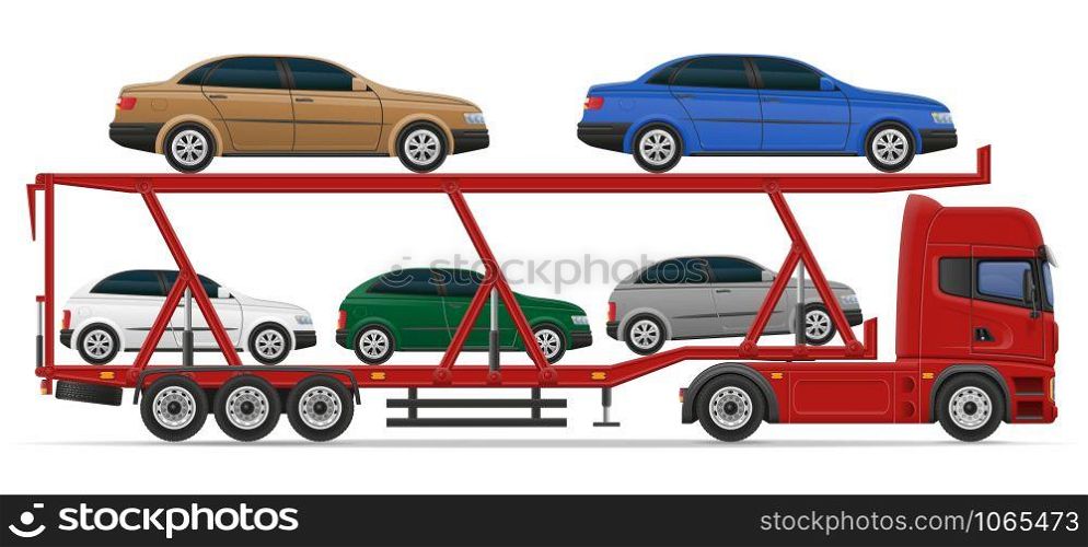 truck semi trailer for transportation of car concept vector illustration isolated on white background