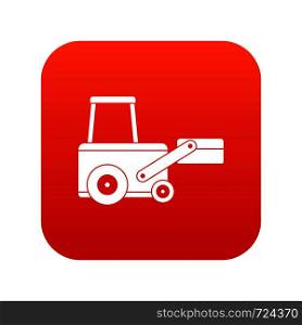 Truck to lift cargo icon digital red for any design isolated on white vector illustration. Truck to lift cargo icon digital red