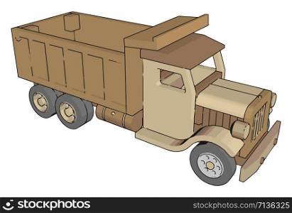 Truck toy, illustration, vector on white background.