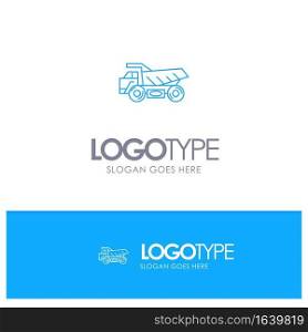 Truck, Trailer, Transport, Construction Blue outLine Logo with place for tagline