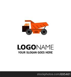 Truck, Trailer, Transport, Construction Business Logo Template. Flat Color