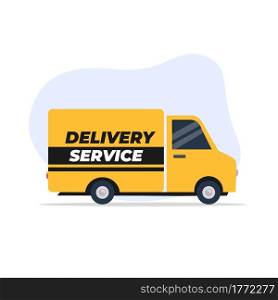 Truck used for deliveries isolated on white background. Delivery service concept. Vector stock