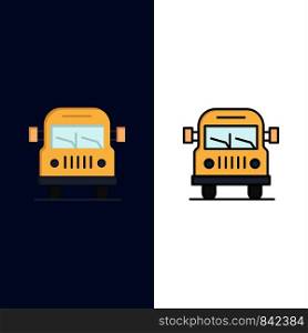 Truck, Van, Vehicle, Education Icons. Flat and Line Filled Icon Set Vector Blue Background
