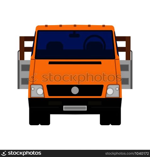 Truck vector icon front view car. Delivery isolated lorry cargo transport. Shipping vehicle van commercial. Flat industry logistic automobile