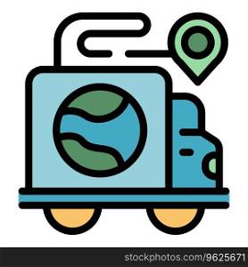 Truck volunteer icon outline vector. Global interionational. World person color flat. Truck volunteer icon vector flat