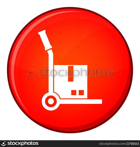 Truck with cargo icon in red circle isolated on white background vector illustration. Truck with cargo icon, flat style