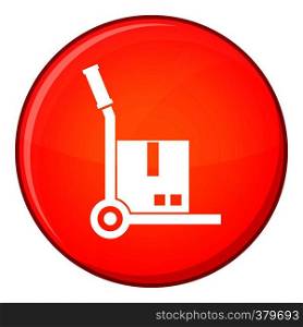 Truck with cargo icon in red circle isolated on white background vector illustration. Truck with cargo icon, flat style