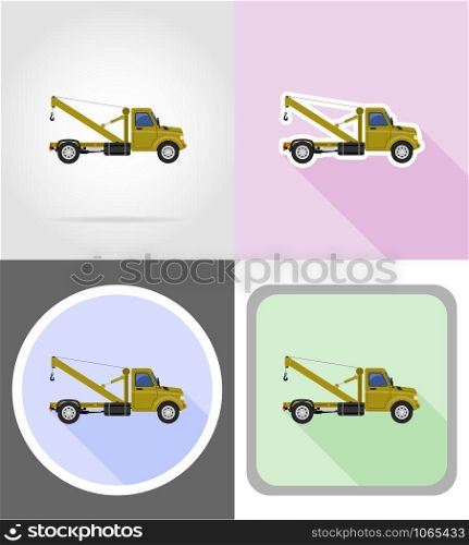 truck with crane for lifting goods flat icons vector illustration isolated on background