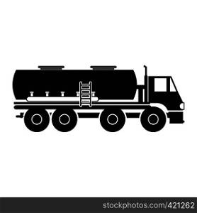 Truck with fuel tank black simple icon isolated on white background. Truck with fuel tank icon