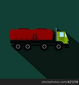 Truck with fuel tank flat icon for web and mobile devices. Truck with fuel tank flat icon
