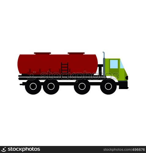 Truck with fuel tank flat icon isolated on white background. Truck with fuel tank flat icon
