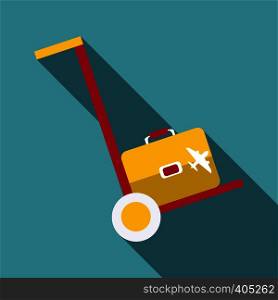 Truck with luggage icon. Flat illustration of truck with luggage vector icon for web. Truck with luggage icon, flat style