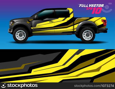 Truck wrap design vector. Graphic abstract stripe racing background kit designs for wrap vehicle, race car, rally, adventure and livery