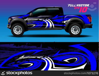 Truck wrap design vector. Graphic abstract stripe racing background kit designs for wrap vehicle, race car, rally, adventure and livery