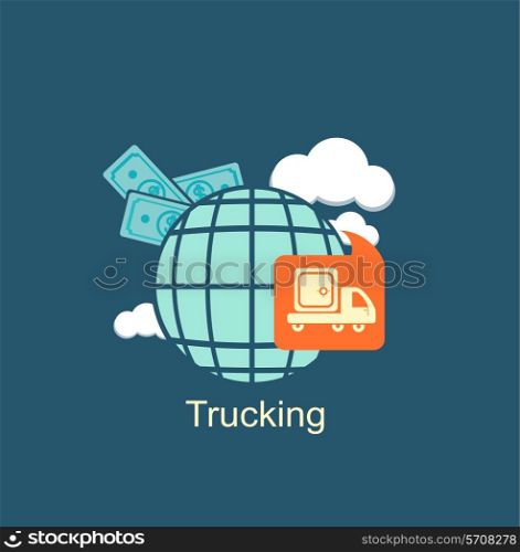 trucking money icon. Flat modern style vector design