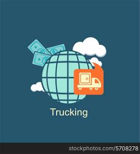 trucking money icon. Flat modern style vector design