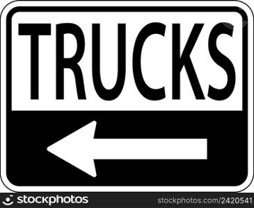 Trucks Left Arrow Sign On White Background