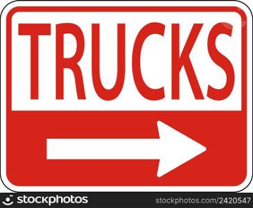 Trucks Right Arrow Sign On White Background