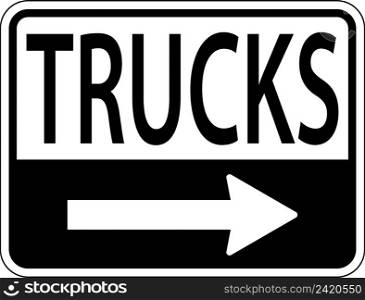 Trucks Right Arrow Sign On White Background