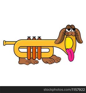 trumpet dog cartoon character face