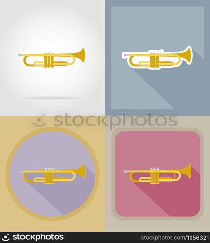 trumpet flat icons vector illustration isolated on background