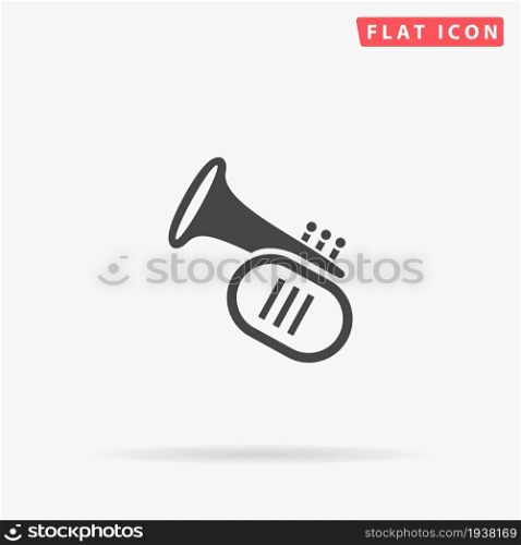Trumpet flat vector icon. Glyph style sign. Simple hand drawn illustrations symbol for concept infographics, designs projects, UI and UX, website or mobile application.. Trumpet flat vector icon