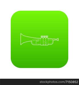 Trumpet icon green vector isolated on white background. Trumpet icon green vector