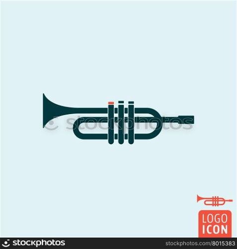 Trumpet icon. Trumpet logo. Trumpet symbol. Signal horn icon isolated, minimal design. Vector illustration