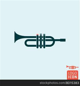Trumpet icon. Trumpet logo. Trumpet symbol. Signal horn icon isolated, minimal design. Vector illustration